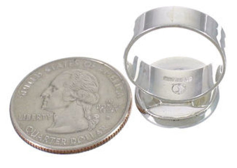 Heavy Turquoise Genuine Sterling Silver Ring Size 7 WX38282